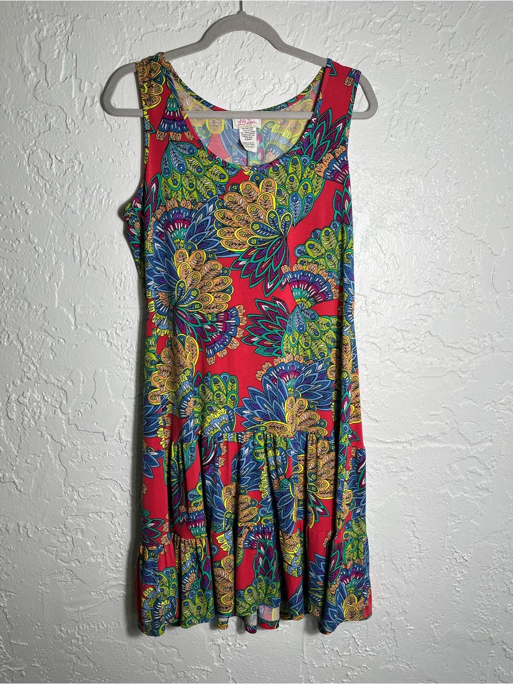 Ivy Lane‎ Tropical Floral Swing Dress Size L Made in USA